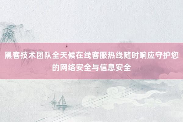 黑客技术团队全天候在线客服热线随时响应守护您的网络安全与信息安全